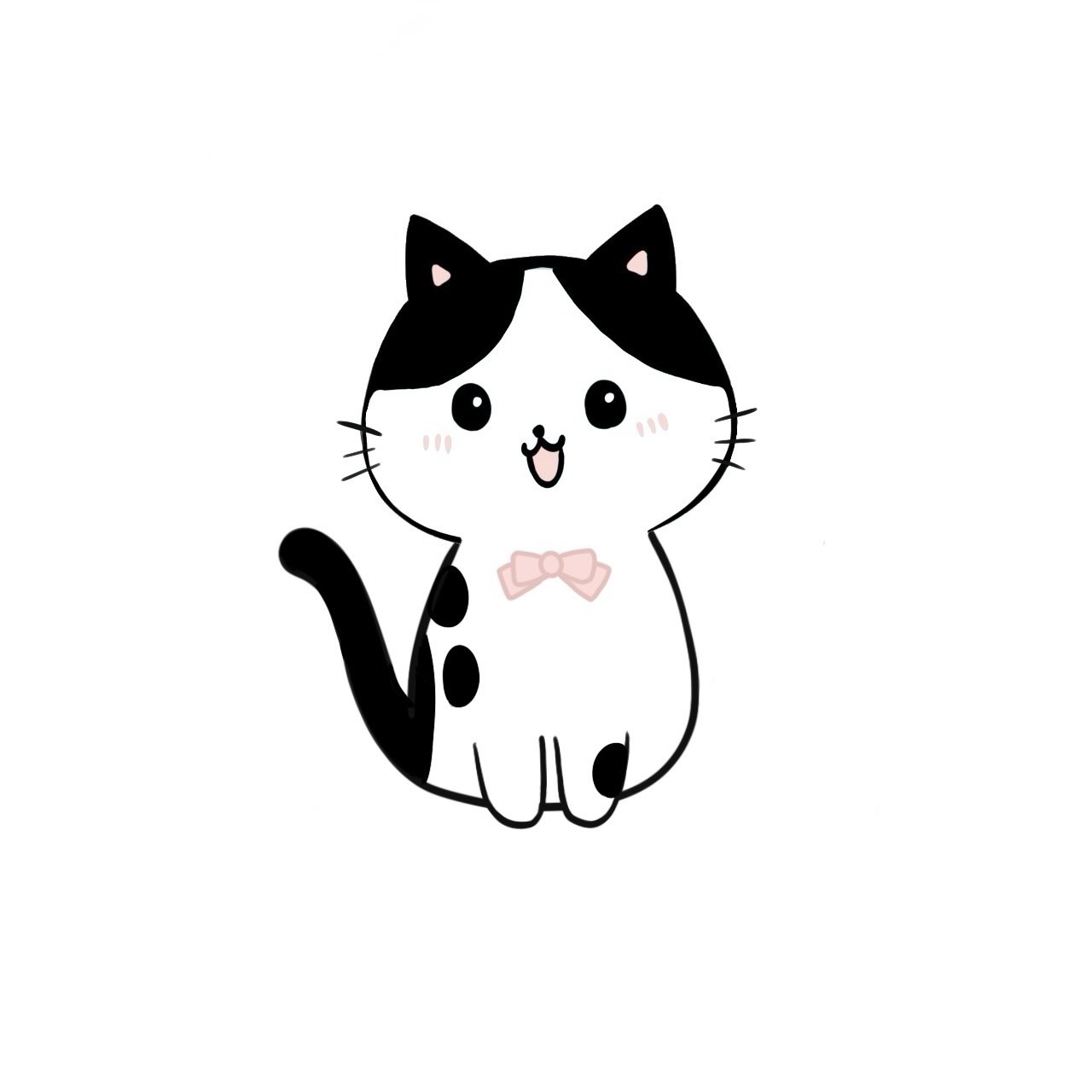 The cheerful tuxedo cat